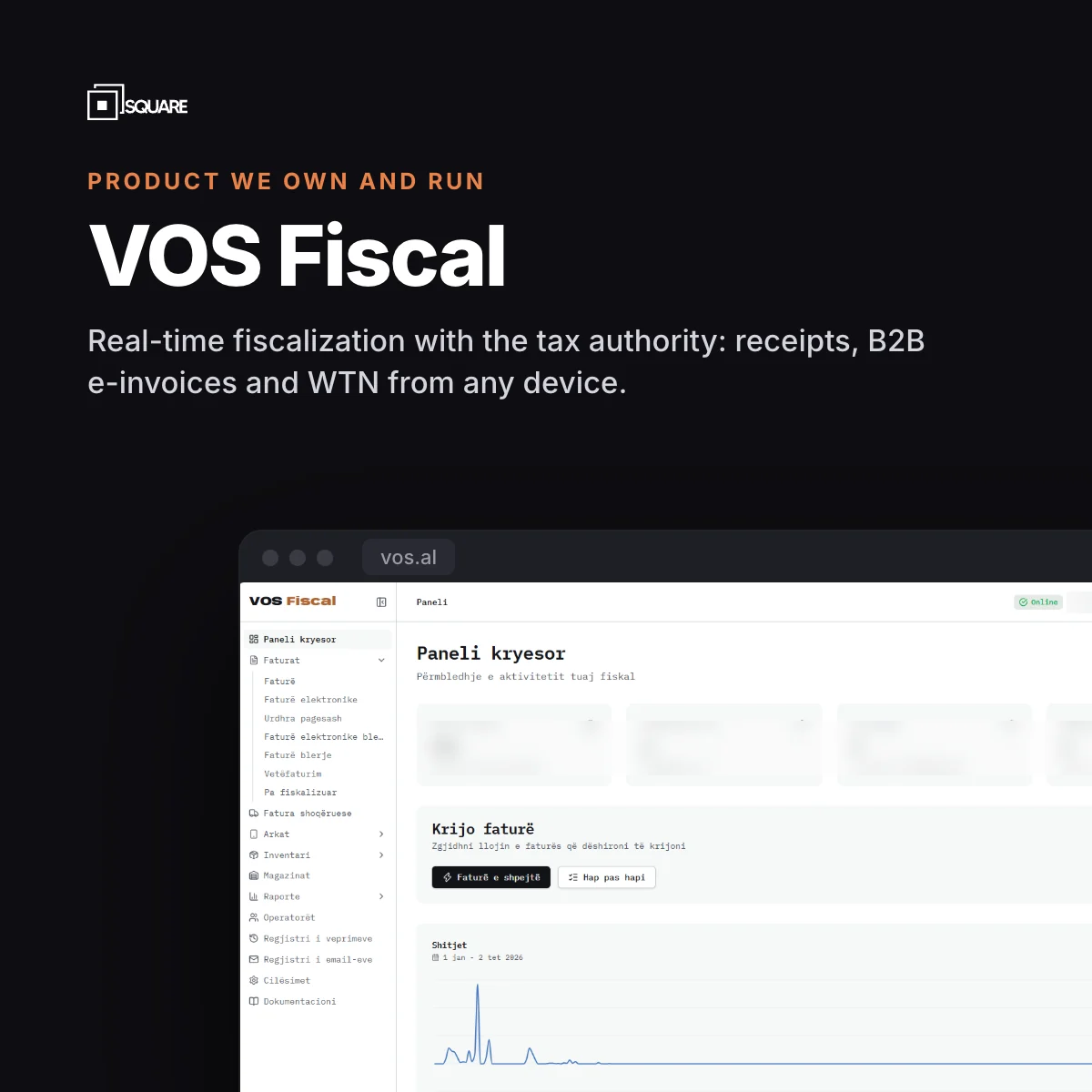 VOS Fiscal dashboard for real-time fiscalization in Albania
